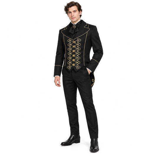 Men Medieval Gothic Jacket Coat Victorian Steampunk Short Tailcoat Halloween Costume