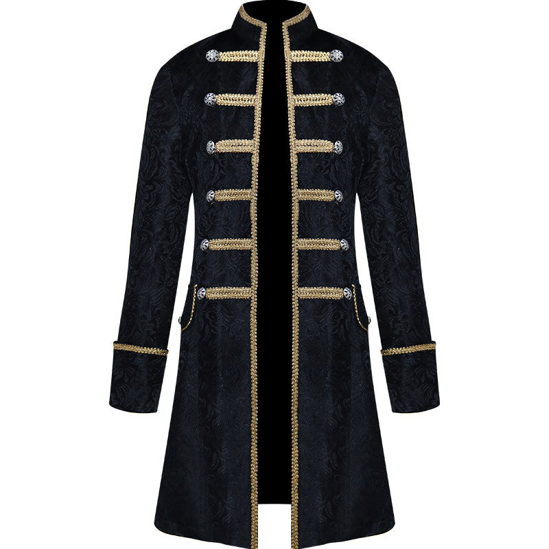 Men's Steampunk Vintage Medieval Tailcoat Jacket Retro Gothic Victorian Frock Coat Uniform Halloween Cosplay Costume