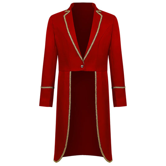 Men’s Mid-Length Punk Tailcoat w/ Gold Trim – Medieval/Victorian | S–3XL