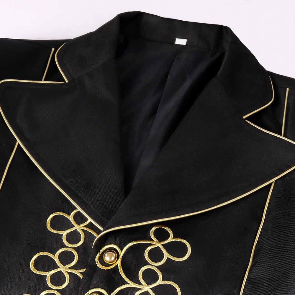 Men Medieval Gothic Jacket Coat Victorian Steampunk Short Tailcoat Halloween Costume
