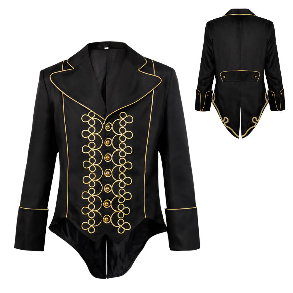 Men Medieval Gothic Jacket Coat Victorian Steampunk Short Tailcoat Halloween Costume