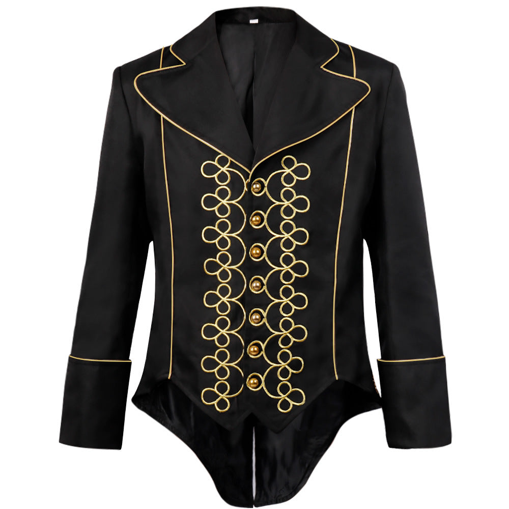 Men Medieval Gothic Jacket Coat Victorian Steampunk Short Tailcoat Halloween Costume