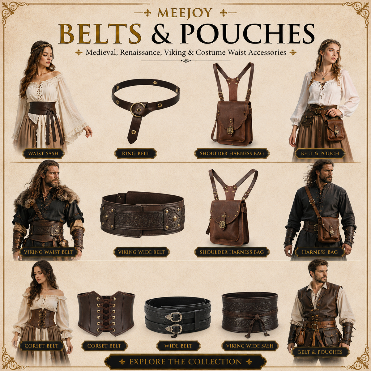 Medieval Belts & Pouches Australia | MEEJOY Throwback Costumes