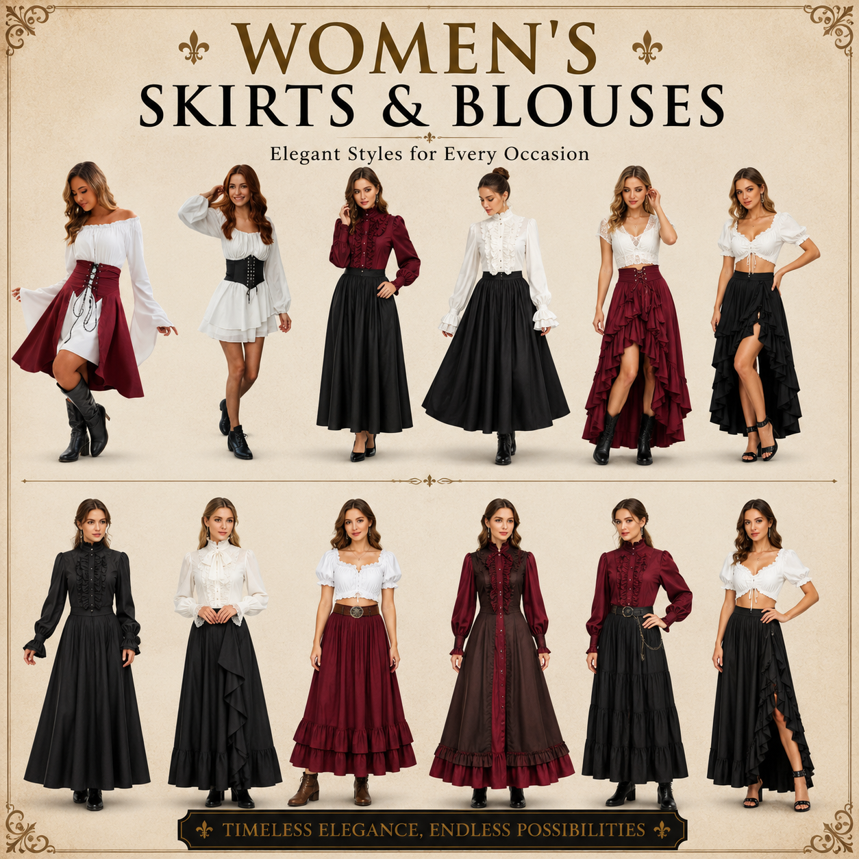 Women's Skirts & Blouses Australia | Victorian & Medieval | MEEJOY