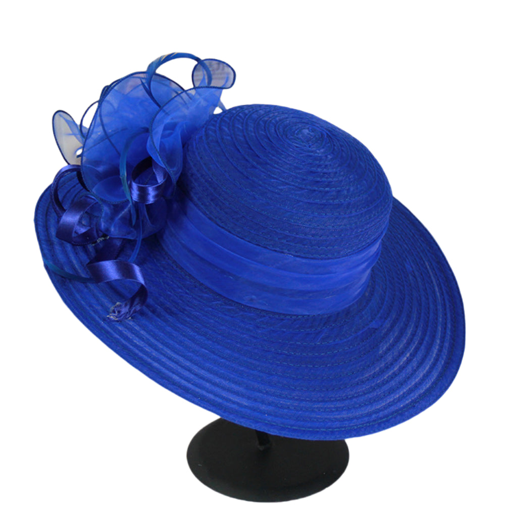 Elegant Women’s Spring Summer Organza Wide Brim Hat – Floral Mesh Sun Hat for Outdoor Events, Melbourne Cup, Fashion Outfits, Weddings, and UV Protection