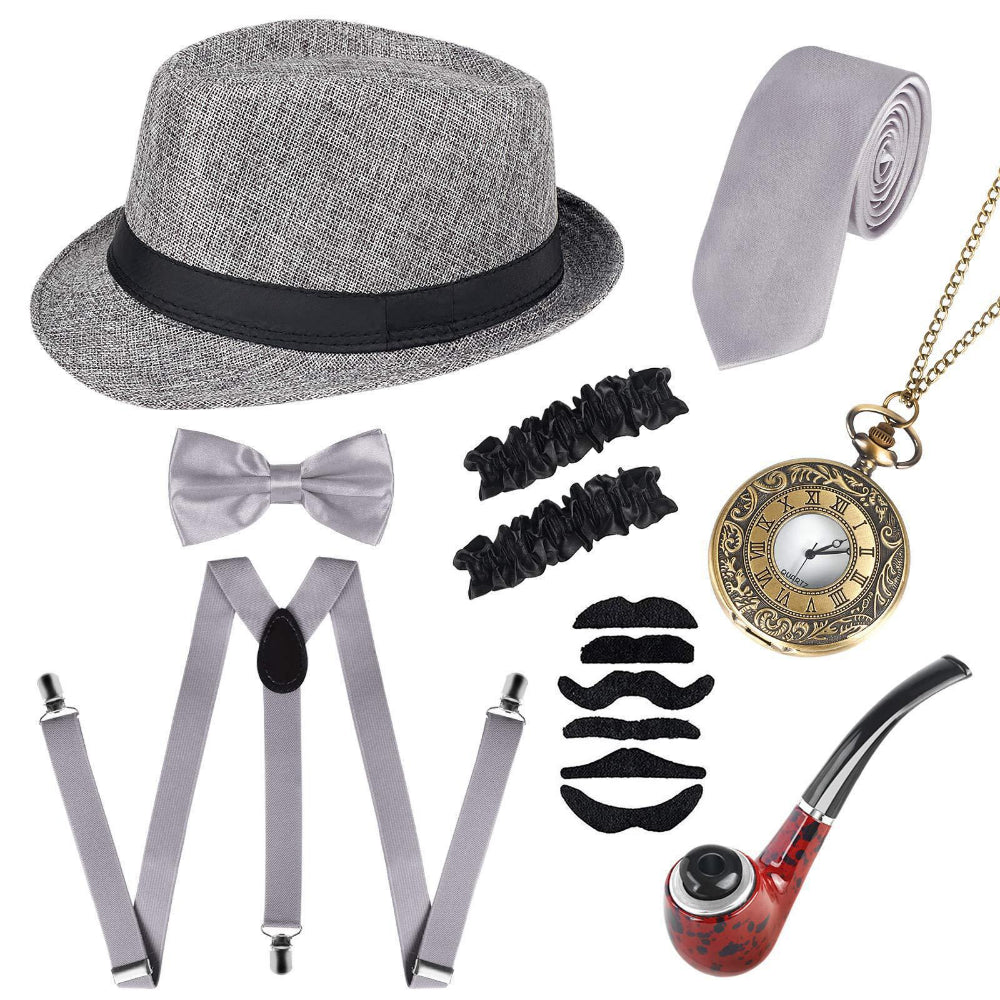 Men’s 1920s Gatsby Costume Kit – Deluxe Vintage Accessories Set