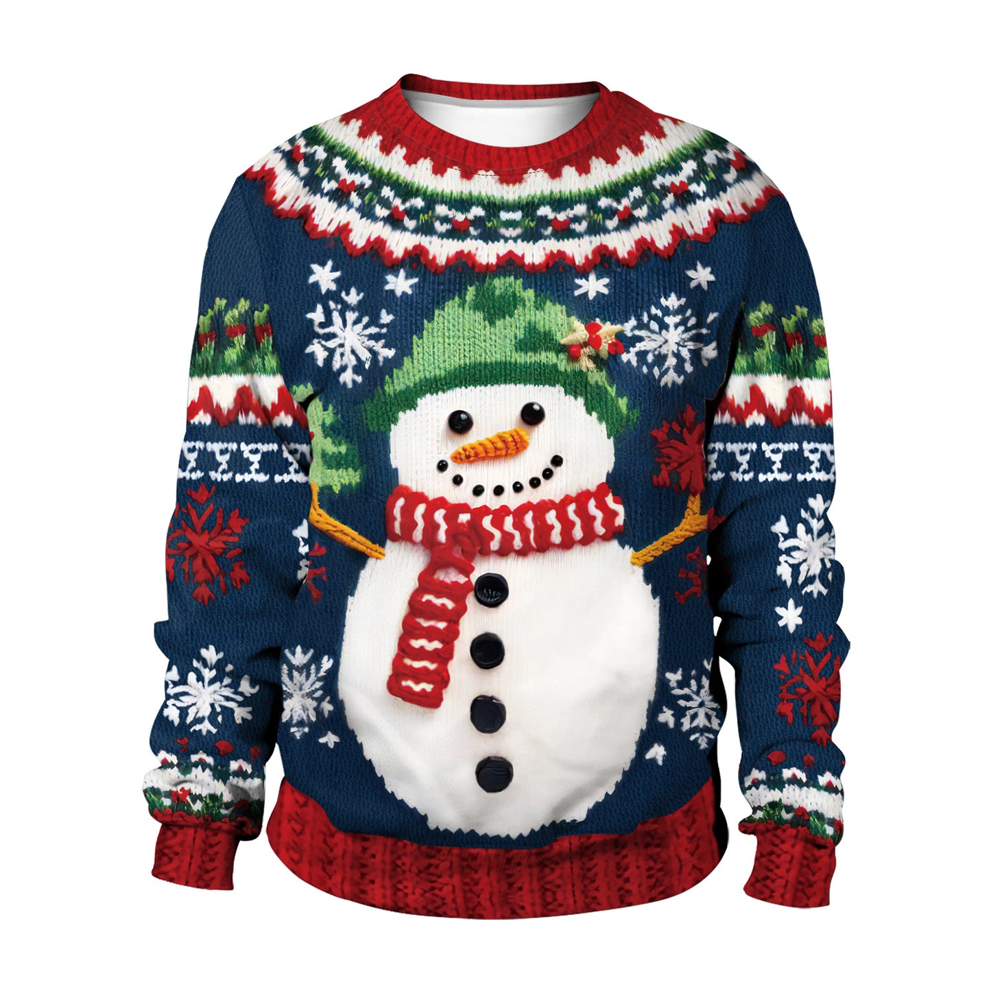 Xmas Ugly Shirt Digital Print Christmas Crew Neck Sweatshirt Top Couple Wear
