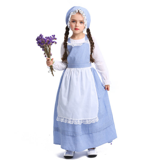 Kids Colonial Farm Girl Costume.