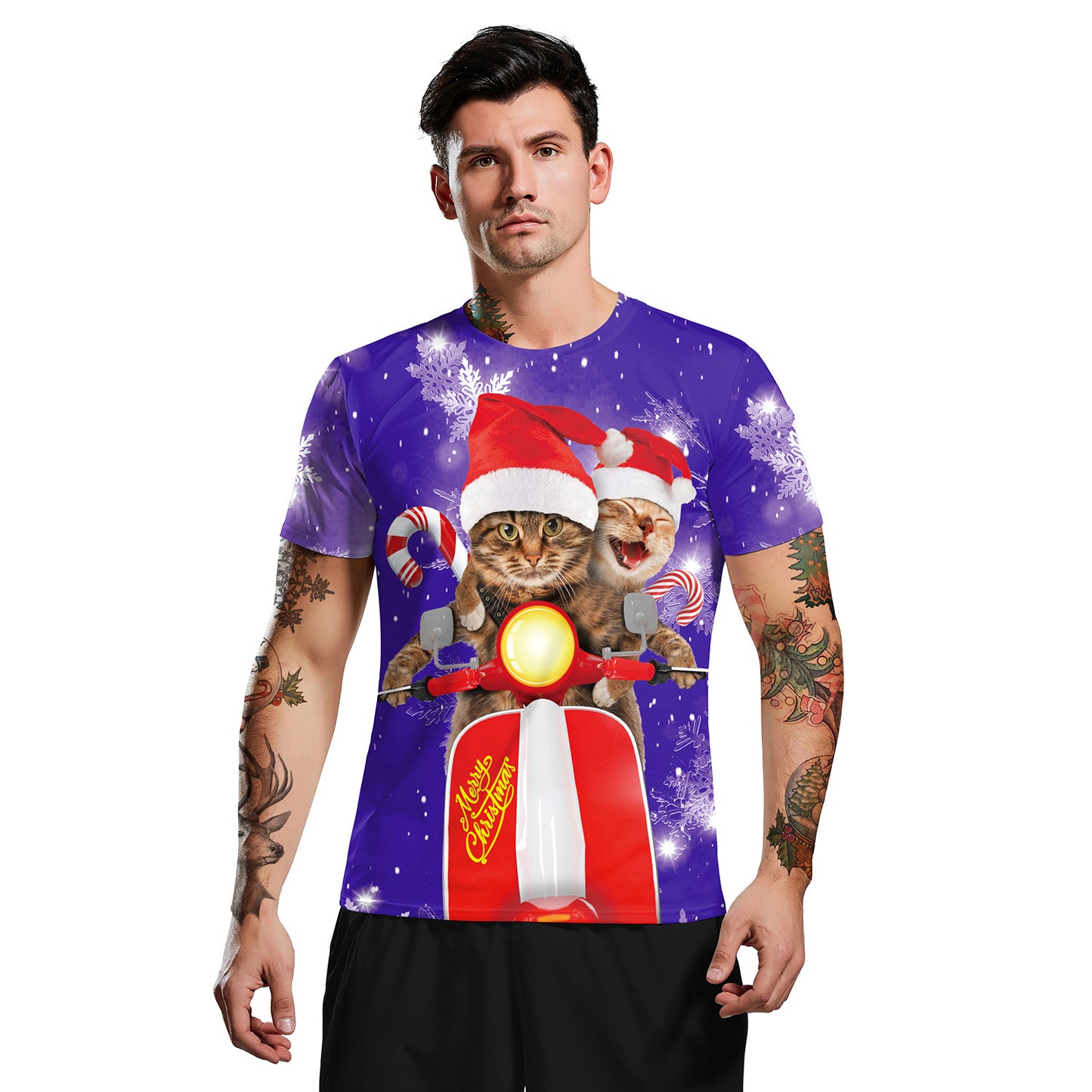 Men Women Santa Ugly Christmas T Shirt 3D Print Graphic Short Sleeve Xmas Tee