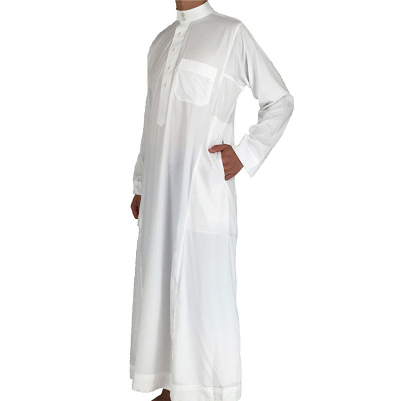 Mens Muslim Clothing Saudi Arab Long Sleeve Thobe Islamic Jubba Kaftan Long Robe Bisht