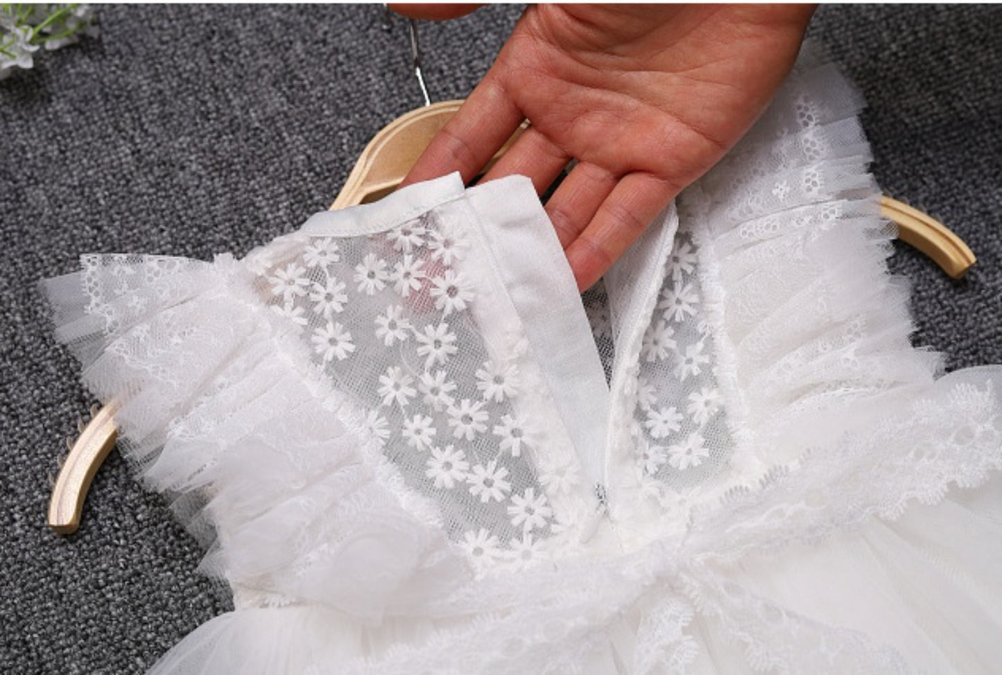 Baby Girl Tulle Christening Dress – Ivory Princess Gown