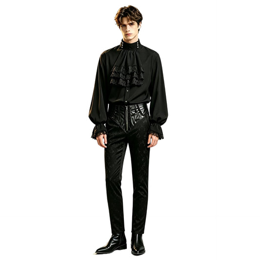Men's Gothic Victorian Vampire Costume – Ruffle Shirt & Jacquard Pants MEEJOY