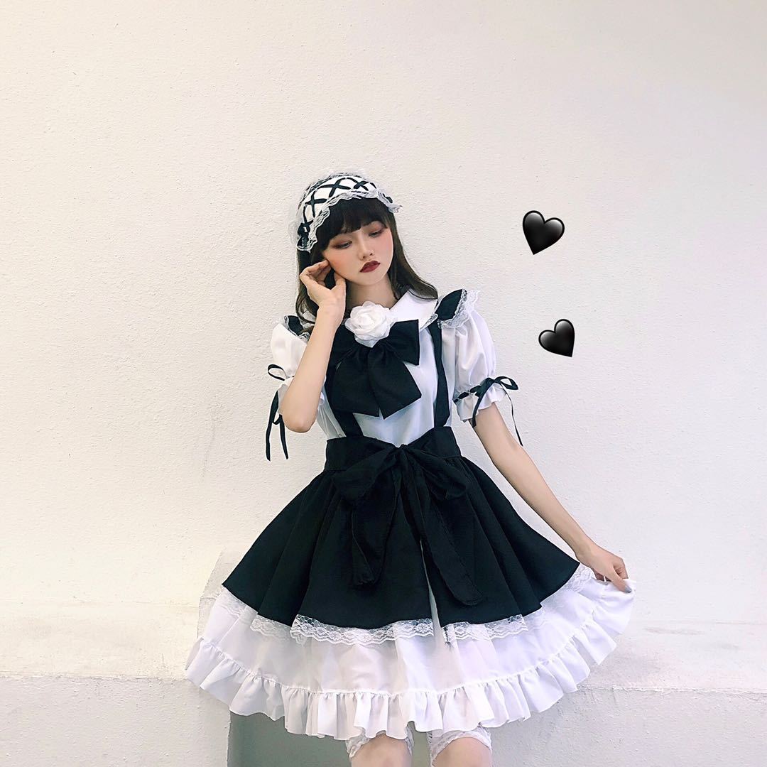 Cute Japanese Lolita Maid Outfit - Black and White Dress & Women's Boss Suit Set Size S-4XL