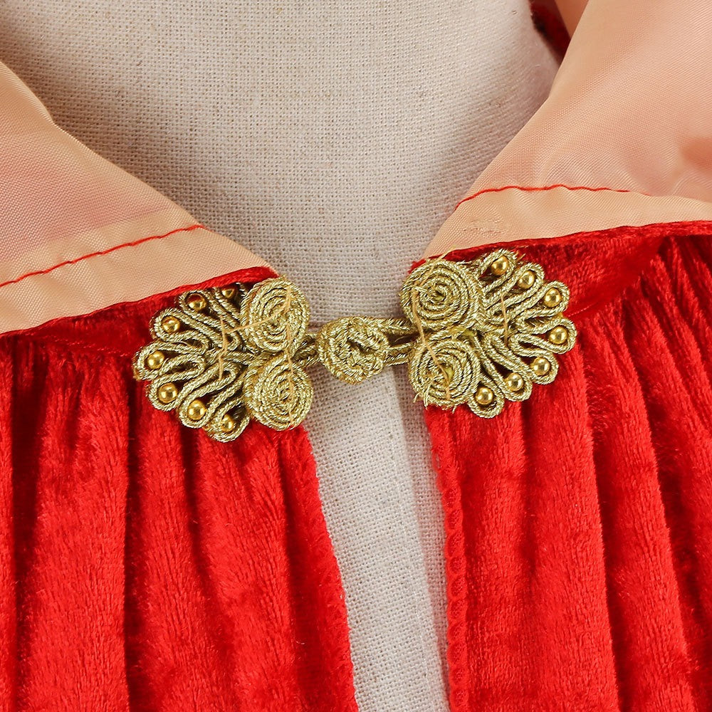 Kids Red Riding Hood Cloak Christmas Hooded Velvet Cape Fairy Tale Costume