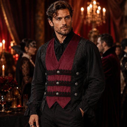 Medieval Men Costume Retro Rocky Vest for Halloween Vampire Party Waistcoat