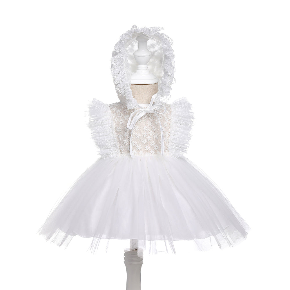 Baby Girl Tulle Christening Dress – Ivory Princess Gown