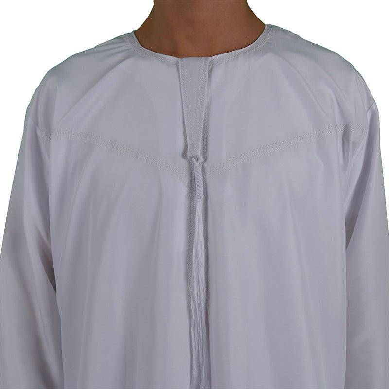 Middle East Oman Robe Men's Polyester Round Neck Arab Robe