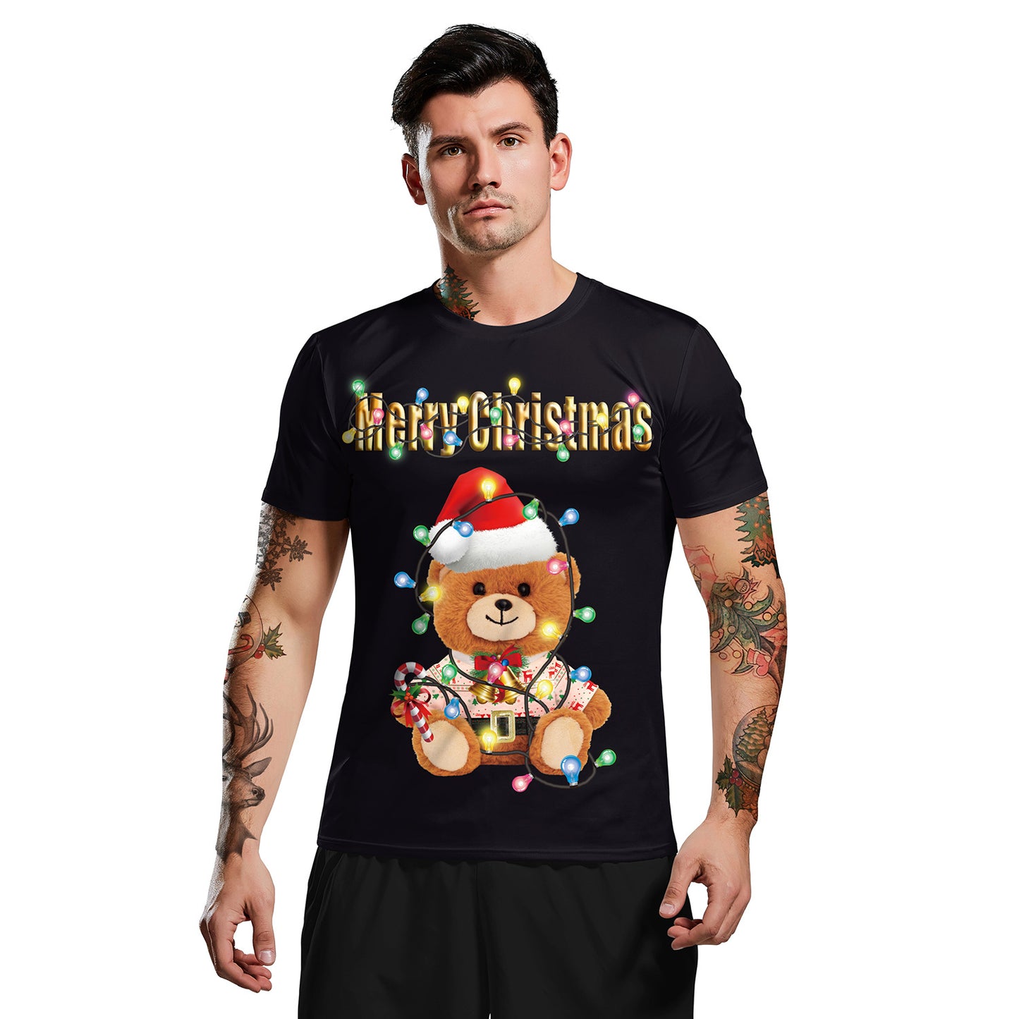 Men Women Santa Ugly Christmas T Shirt 3D Print Graphic Short Sleeve Xmas Tee