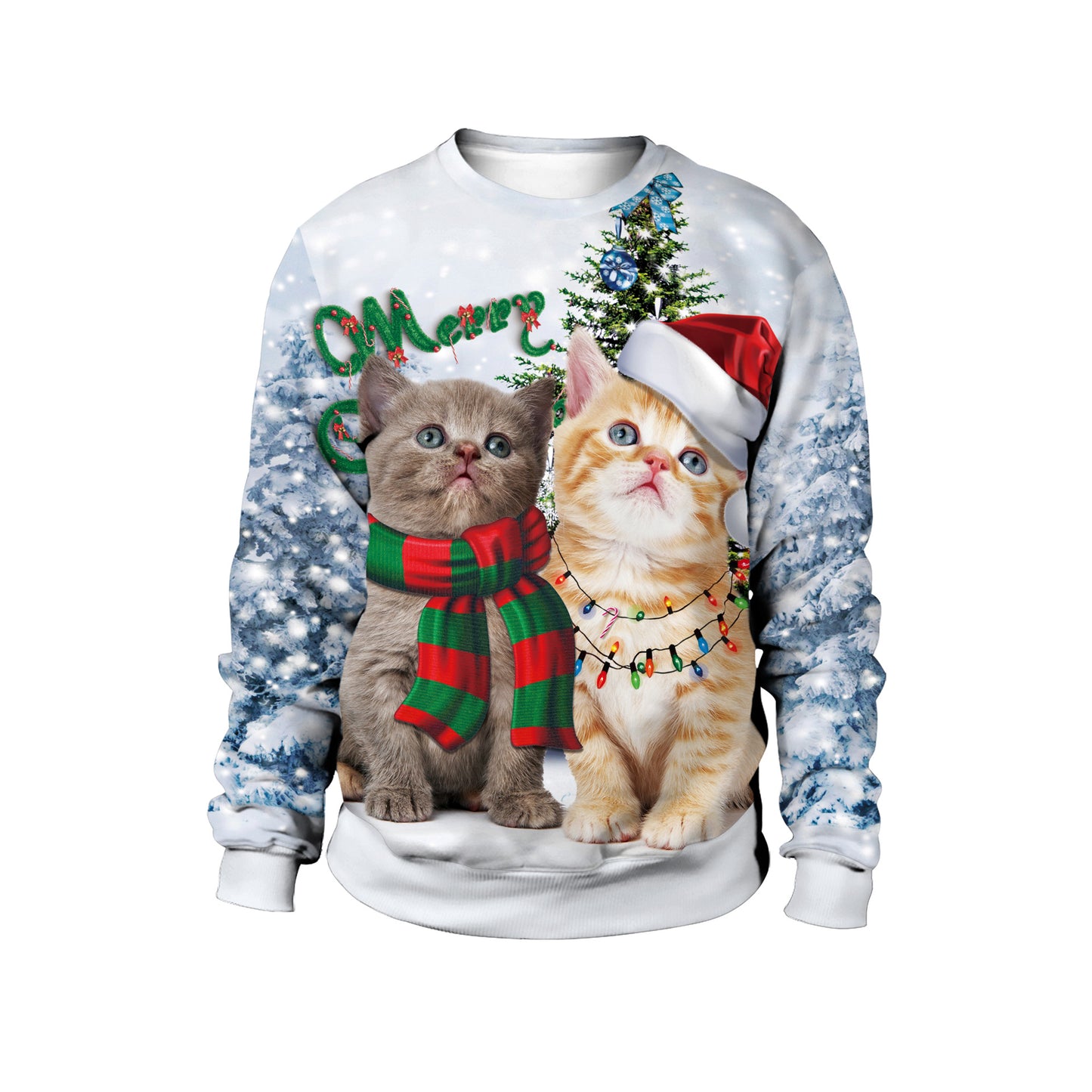 Adults Christmas Apparel Round Neck Christmas Deer Couple Digital Print Sweater