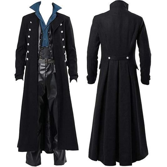 Men's Steampunk Vintage Jacket, Gothic Victorian Frock Coat, Uniform Halloween Costume