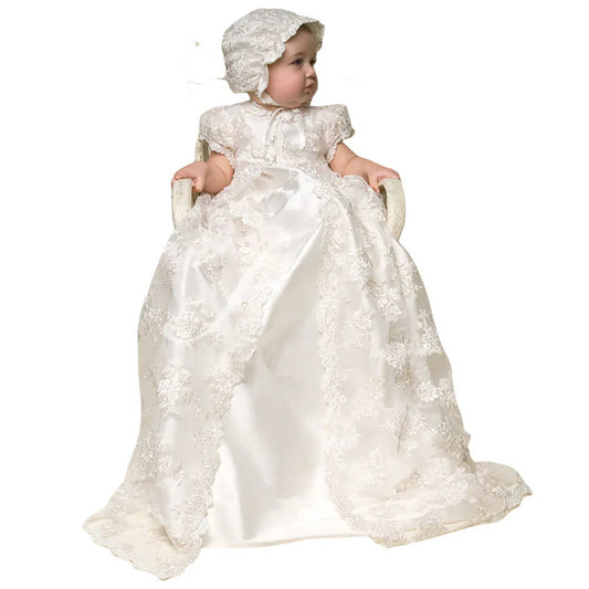 Luxurious Baby Girl Baptism Gown – 3-Piece Set MEEJOY