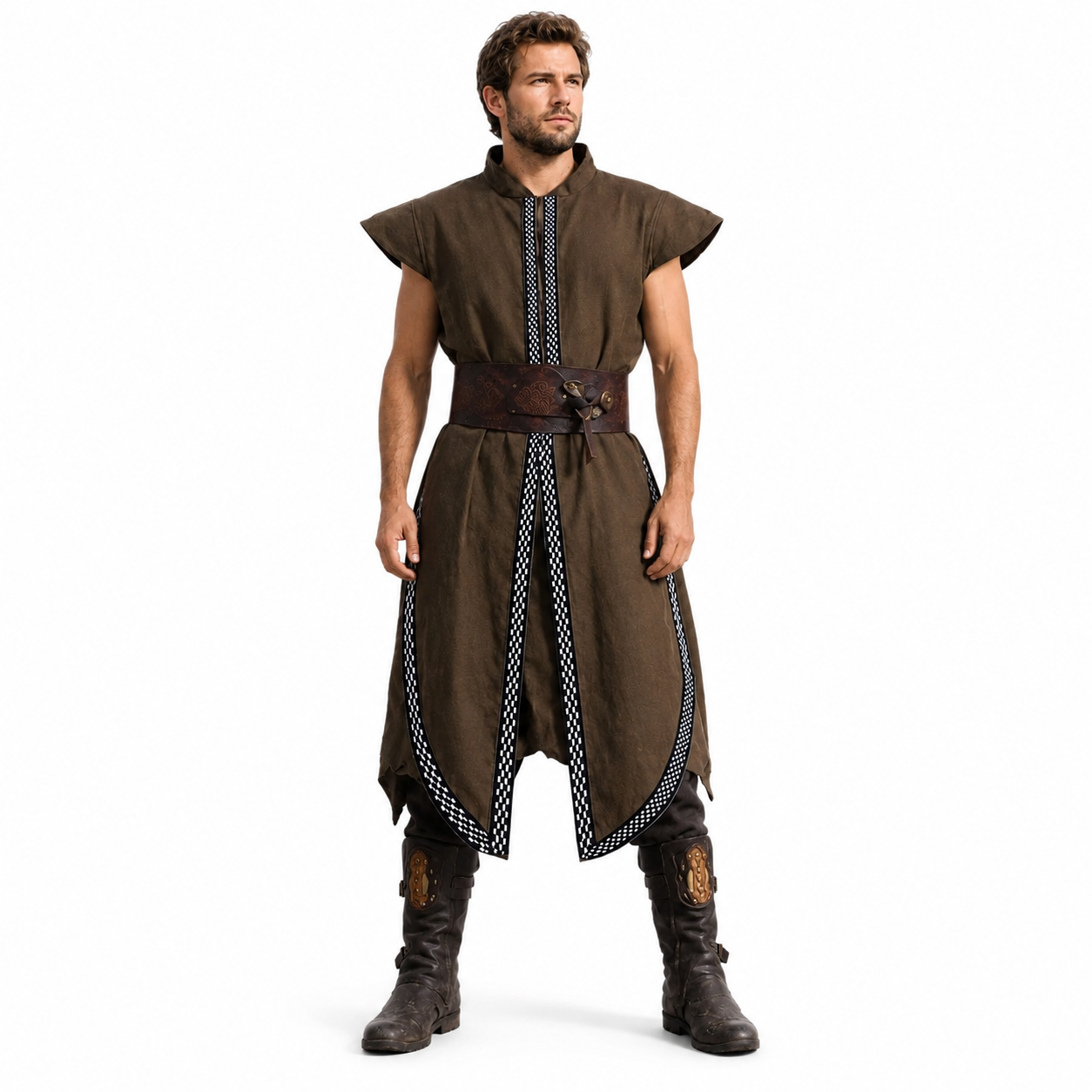 Timeless Elegance: Medieval Men's Vest and Robe - Renaissance Knight Riding Suit