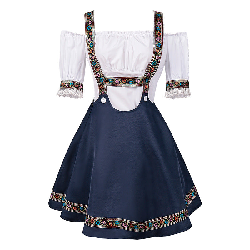 2PC Women Dirndl Dress Bavarian German Traditional Oktoberfest Beer Girl Costume