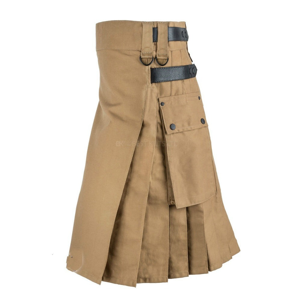 Mens Scottish Kilt Plaid Pleated Skirt Tartan Utility Costume Holiday Dress