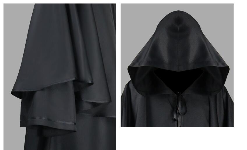 Hooded Cloak Halloween Robe Monk Robe Cape Long Sleeve Wizard Sorcerer Reaper Cloak