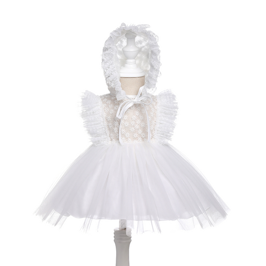 Baby Girl Tulle Christening Dress – Ivory Princess Gown