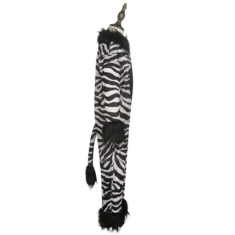 Kids Zebra Costume Jumpsuit Animal Fancy Dress Book Week Halloween
