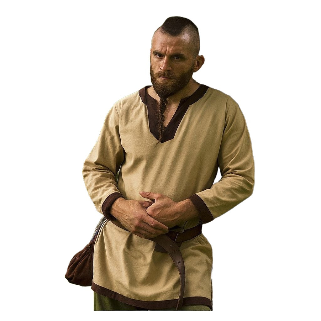 Mens Medieval Pirate Shirt Steampunk Viking Renaissance Long Sleeve Tunic Knight Viking Shirts Halloween Costume Top