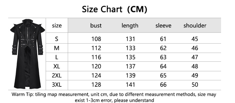 Mens' Steampunk Trench Coat Gothic Long Jacket Vampire Halloween Costume Cosplay