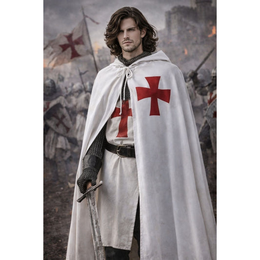 Crusader Knights Templar Uniform Set Cape Burqa Roman Empire Movie Cosplay Costume