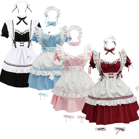 Japanese Classic Maid Outfit Lolita Dress Full Set Anime Apparel