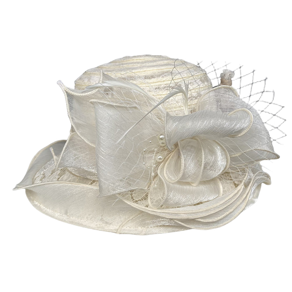 Lace Trim Sun Hat Elegant Pearl Floral Bucket Hat Women’s Summer Breathable UV Protection Hat