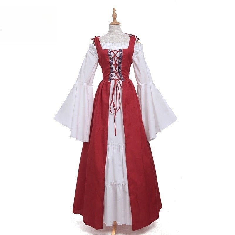 Women Retro Medieval Victorian Maxi Dress Halloween Party Renaissance Costume