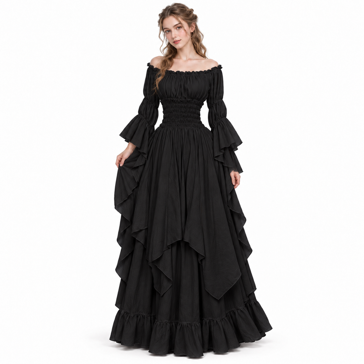 Women's Gothic Victorian Off-Shoulder Maxi Dress – Renaissance Outfit