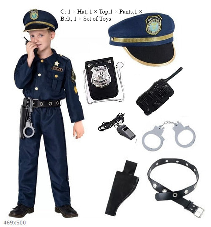 Kids Police Suit  for Book Week Halloween Makeup Party Cosplay
