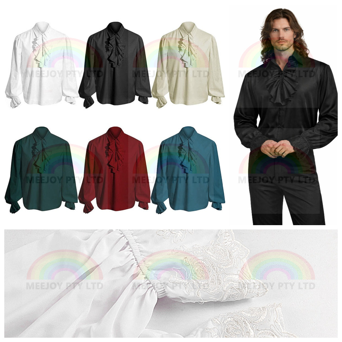 Women Men Regency Shirt Victorian Top Medieval Renaissance Gothic Vampire Costume