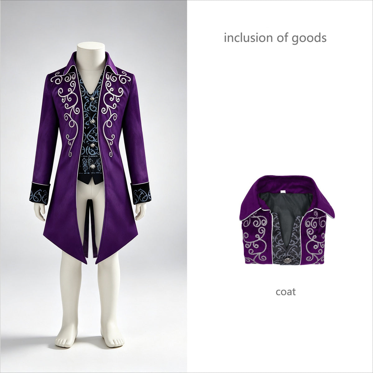 Boys Victorian Embroidered Tailcoat – Medieval Prince Costume