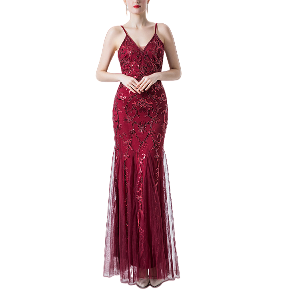 Deluxe Black/Red 1920s Flapper Dress