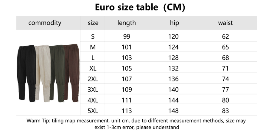Men's Medieval Renaissance Pirate Pants Viking Gothic Cosplay Halloween Costume