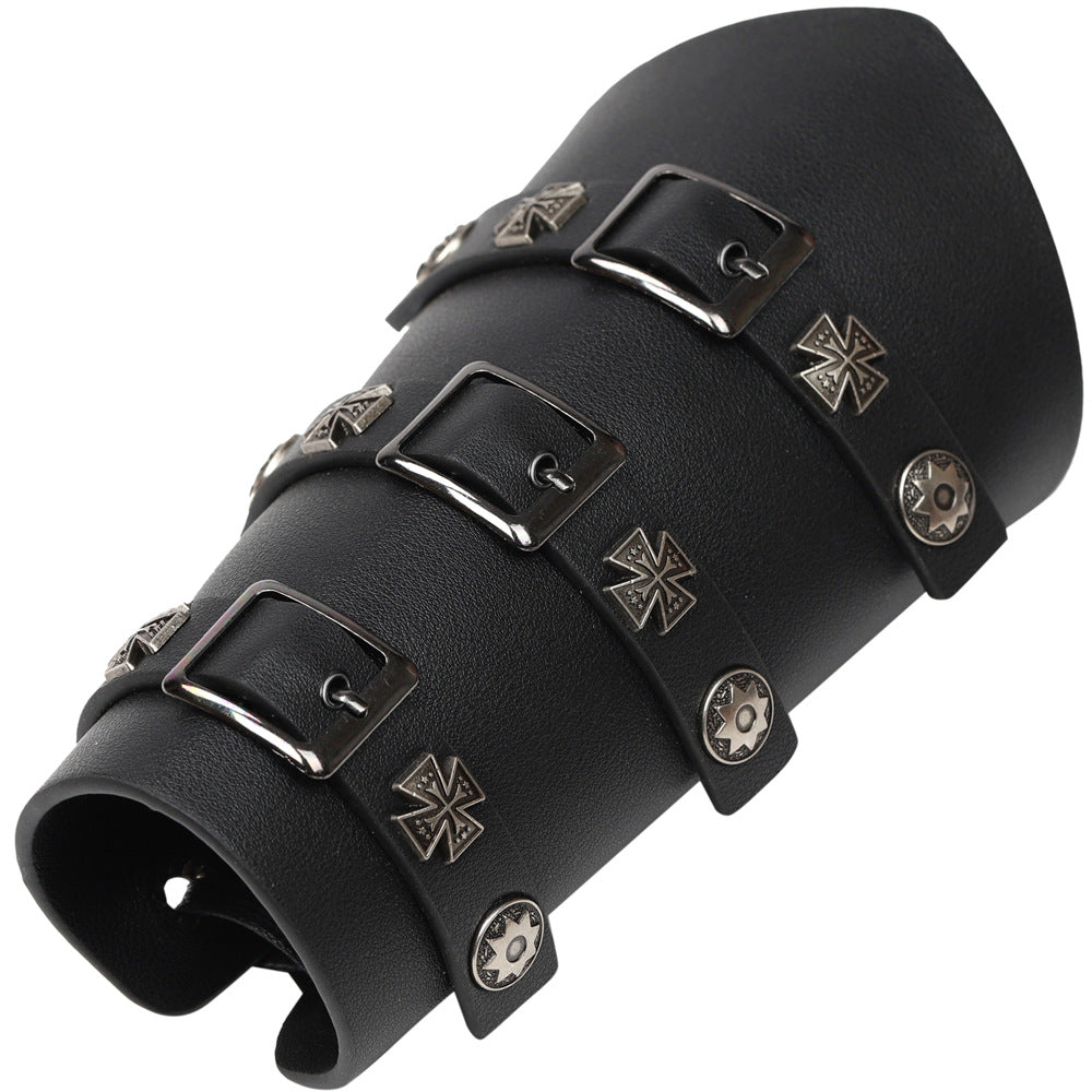 Medieval Renaissance Rivet Crusader Bracers Nail Wrist Guard Arm Guard with PU Leather Lacing