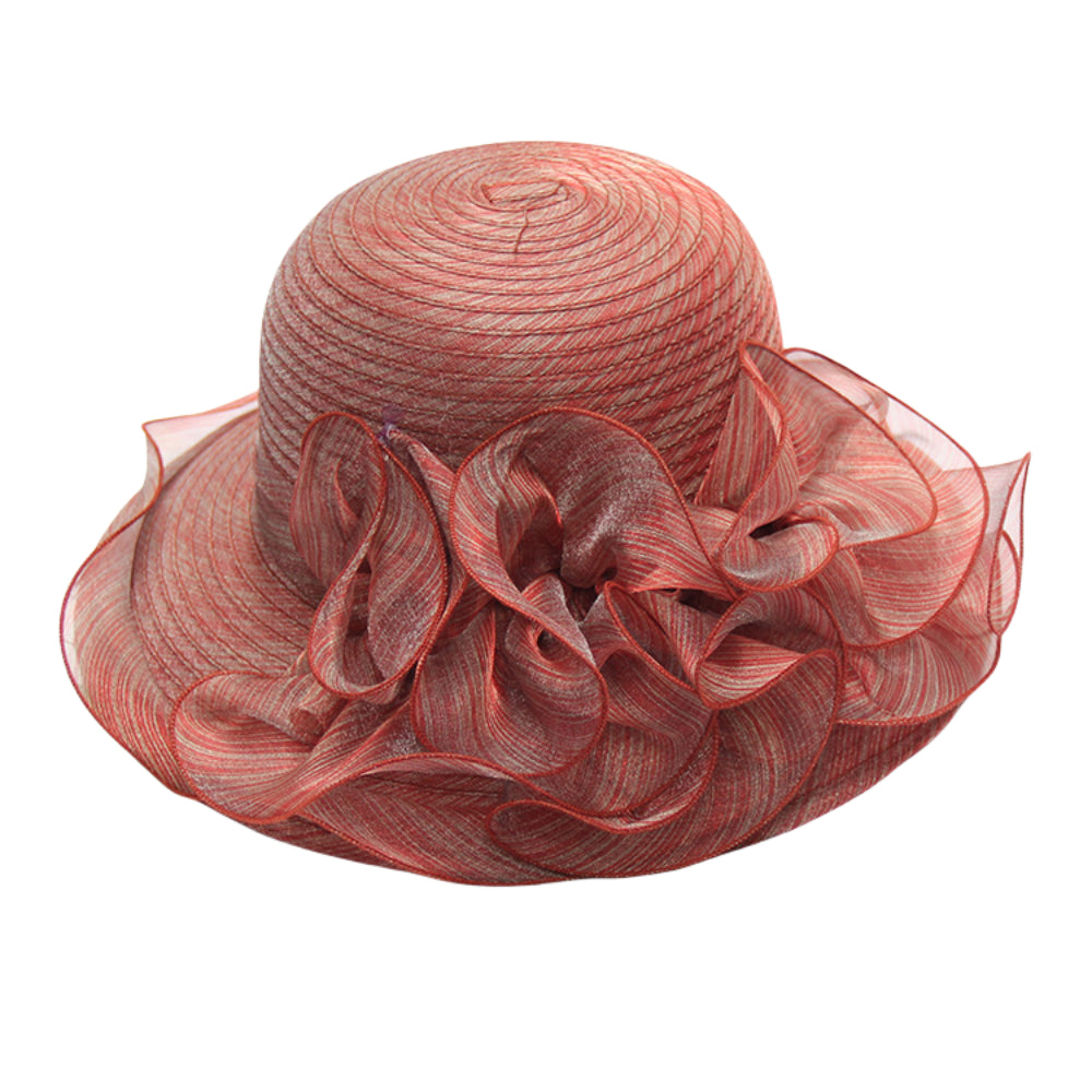 Elegant Women’s Organza Wide Brim Sun Hat – Foldable Floral Summer Beach Hat for Melbourne Cup, Garden Party, Outdoor Events