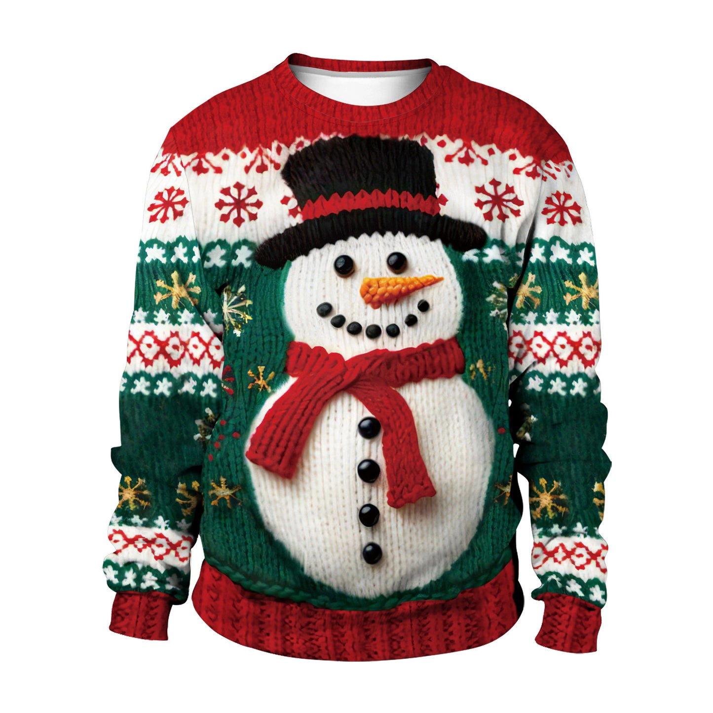 Xmas Ugly Shirt Digital Print Christmas Crew Neck Sweatshirt Top Couple Wear