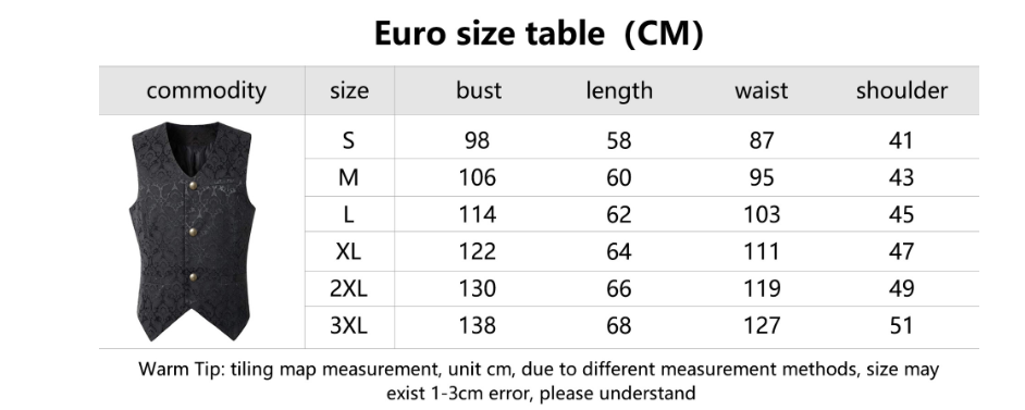 Men Retro Medieval Renaissance Vest Short Jacquard Waistcoat