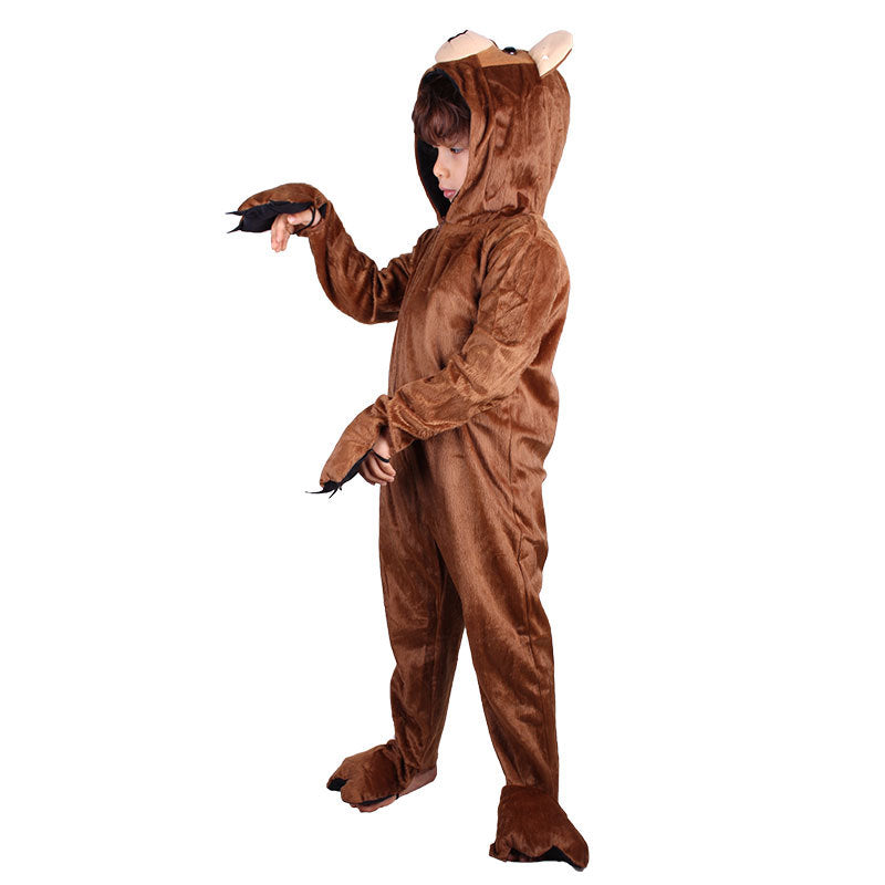 Kids Brown Bear Costume Jumpsuit Book Week Animal Fancy Dress | MEEJOY