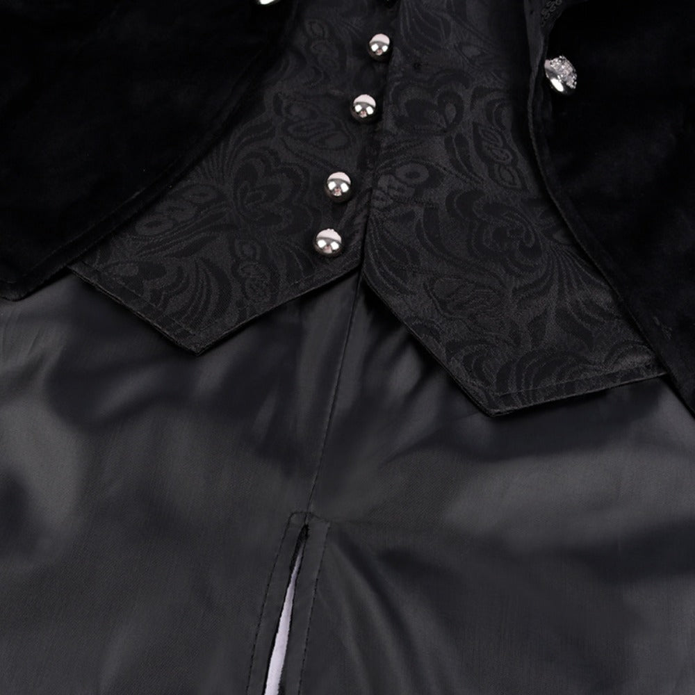 Men's Noble High Collar Double-Breasted Vintage European Medieval Tailcoat