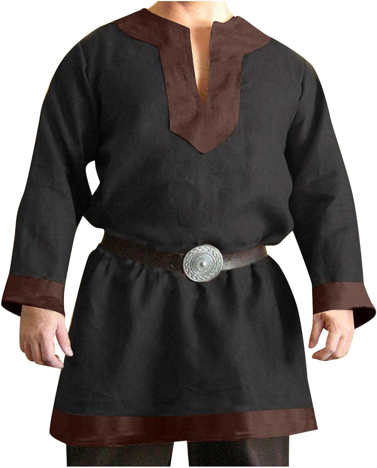 Mens Medieval Pirate Shirt Steampunk Viking Renaissance Long Sleeve Tunic Knight Viking Shirts Halloween Costume Top